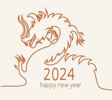 2024 Drago contento nuovo anno vettore