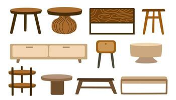 caffè tavoli. interno design mobilia per casa e vivente camera. impostato di tavoli nel scandinavo stile. vettore illustrazione