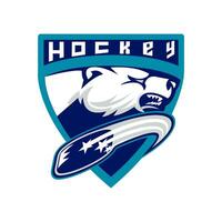 testa orso club hockey logo design vettore