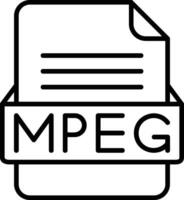 mpeg file formato linea icona vettore