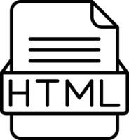 html file formato linea icona vettore