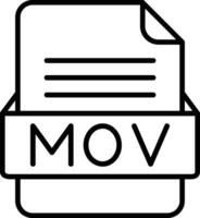 mov file formato linea icona vettore