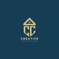 iniziale lettera cc con semplice Casa tetto creativo logo design per vero tenuta azienda vettore