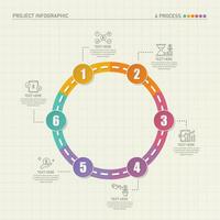 strada modo Infografica cerchio di 6 passaggi e attività commerciale icone per finanza processi passi. vettore