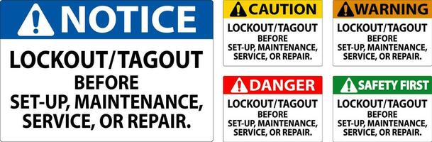 Pericolo sicurezza etichetta blocco etichettare prima impostare, Manutenzione, servizio o riparazione vettore