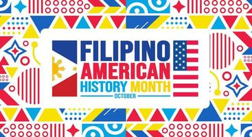 ottobre è filippina americano storia mese sfondo modello. vacanza concetto. sfondo, striscione, cartello, carta, e manifesto design modello con testo iscrizione e standard colore. vettore