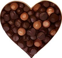 cuore sagomato cioccolato mano disegnato illustrazione isolato vettore