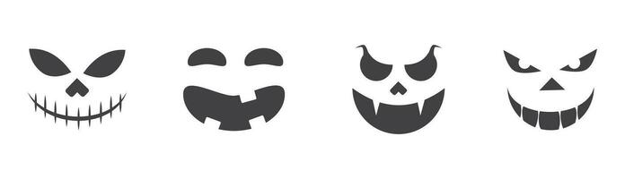 Jack o lanterna mostro viso espressione impostato di 4 nel molti diverso variazione triste arrabbiato pauroso contento emozione modificabile per Halloween soddisfare risorsa vettore