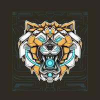 tigre o Leone testa robot cartone animato design illustrazione vettore