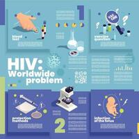 hiv isometrico infografica vettore