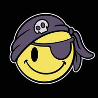 vettore pirata emoticon abbigliamento di strada cartone animato illustrazione