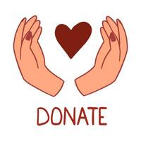 il concetto di beneficenza è cuore nel mano. raccolta fondi. donare aiuto. vettore