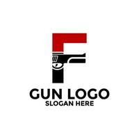 lettera f e pistola logo icona disegno, pistola logo vettore modello