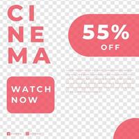 cinema film grand lauch nero freeday sconto biglietto poster modello social media rosso moderno stile minimalista vettore