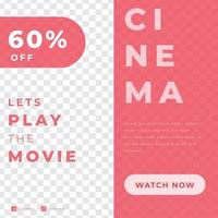 cinema film grand lauch nero freeday sconto biglietto poster modello social media rosso moderno stile minimalista vettore