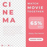 cinema film grand lauch nero freeday sconto biglietto poster modello social media rosso moderno stile minimalista vettore