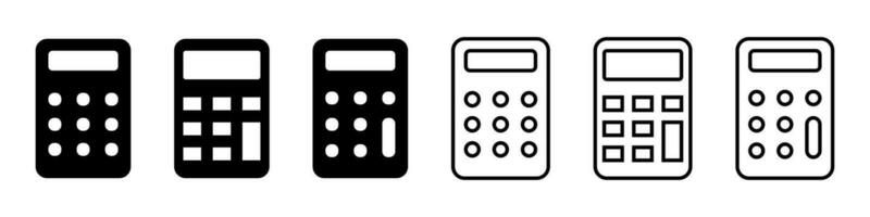 calcolatrice icone impostare. glifo e schema calcolatrice simbolo. trasparente matematico simbolo. vettore
