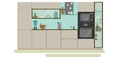 moderno cucina interno vuoto no persone Casa camera piatto vettore illustrazione