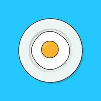 fritte uovo su un' piatto vettore icona illustrazione. cucinato frittata