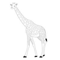 un' vettore illustrazione di un' carino giraffa nel nero e bianca colore