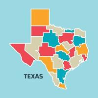 mappa colorata del texas vettore