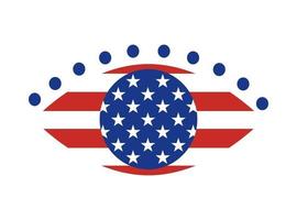 manifesto del giorno dell'indipendenza degli Stati Uniti. occhio colorato nei colori della bandiera usa isolati su sfondo bianco. illustrazione piatta vettoriale. design per banner, poster, biglietti di auguri, volantini vettore
