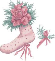 acquerello rosa Natale clipart vettore