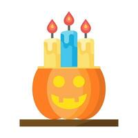 candela zucca, Halloween decorazione su bianca sfondo, felice Halloween decorazione elemento, vettore illustrazione