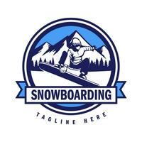 snowboard logo design vettore illustrazione