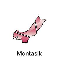 carta geografica di montasik città logo design concetto illustrazione idea stile piatto vettore design modello. isolato su bianca sfondo