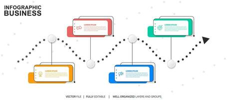 sequenza temporale Infografica magro linea design con icone. modello per grafico, diagramma, presentazioni. attività commerciale concetto con 4 opzioni. vettore illustrazione.