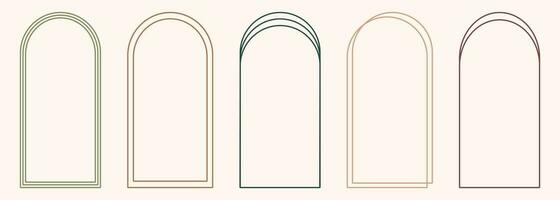 moderno minimalista estetico linea arco montatura nel di moda boho stile. moderno y2k vettore design schema geometrico modulo per striscione, sociale media, manifesto. forma islamico porta silhouette Arabo confine.