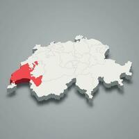 vaud cantone Posizione entro Svizzera 3d carta geografica vettore
