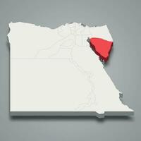 Sud sinai regione Posizione entro Egitto 3d carta geografica vettore