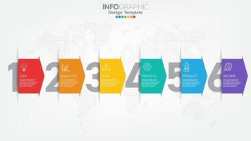 infograph passaggi elemento colore con freccia, diagramma grafico, concetto di marketing online aziendale. vettore