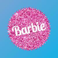settembre 2023. Barbie Bambola. Barbie iscrizione su un' sfondo di rosa brilla. luccichio effetto. adesivo.editoriale. vettore