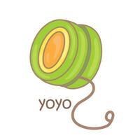 alfabeto y per yoyo vocabolario scuola lezione cartone animato illustrazione vettore clipart etichetta