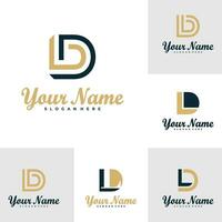 impostato di lettera ld logo design vettore. lusso ld logo design modello concetto vettore