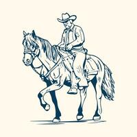 rodeo occidentale Vintage ▾ cowboy mano disegnato opera d'arte. cowboy colorazione pagina vettore