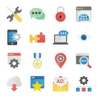 raccolta di icone piatte di marketing seo vettore