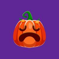 cartone animato Halloween emoji personaggio triste zucca viso vettore