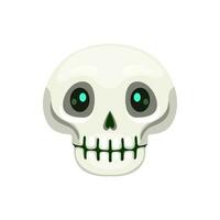 cartone animato Halloween cranio emoji, misterioso morto testa vettore