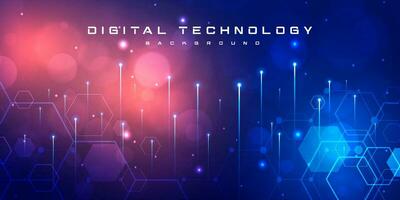 astratto digitale tecnologia futuristico circuito blu viola sfondo, informatica scienza tecnologia, innovazione comunicazione futuro, ai grande dati, Internet Rete connessione, nube hi-tech illustrazione vettore