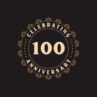 Celebrazione del 100° anniversario, biglietto di auguri per il 100° anniversario vettore