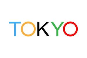 tokyo colori della bandiera olimpica isolato su bianco. sfondo dei giochi olimpici 2020. simbolo dello sport estivo del giappone nell'illustrazione piatta vettoriale. concetto di competizione sportiva. design per sfondo, banner
