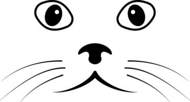 schizzo gatto viso, semplice gatto viso, baffi naso e occhi vettore