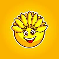 banane capelli Sorridi logo portafortuna sorprendente illustrazione per il tuo il branding attività commerciale vettore