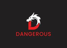 pericoloso Drago vettore logo design gratuito modello