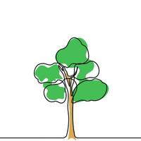 albero pianta scarabocchio schema vettore foresta ambiente. continuo uno linea albero pianta per eco, natura, giardino logo design. ecologia verde concetto, sfondo. vettore illustrazione