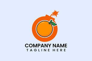 piatto bomba arancia frutta logo modello illustrazione vettore